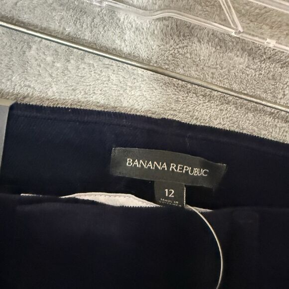 NWT Banana Republic Pants 12R Velour Velvet Logan Navy Blue Stretch Trousers - Picture 11 of 13